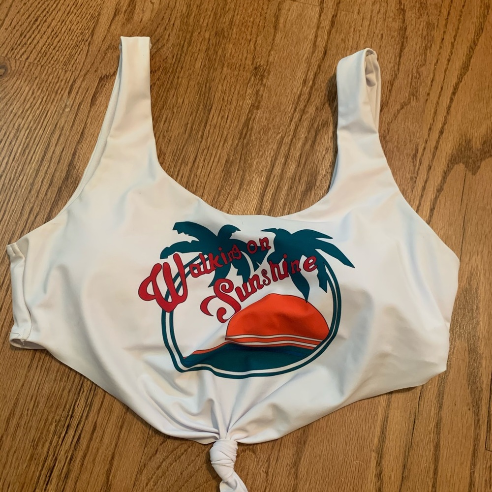 white "walking on Sunshine" bikini top